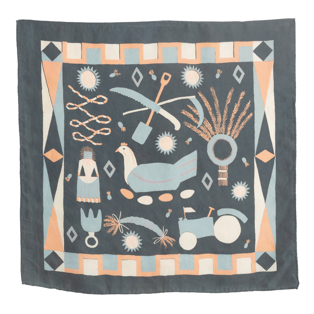 Navy Rural Life Scarf