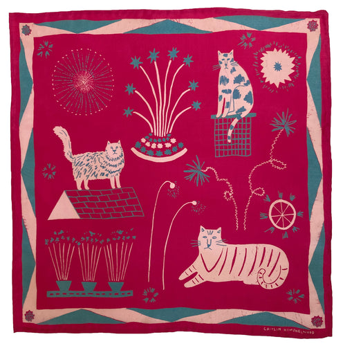 Cat Party Silk Scarf