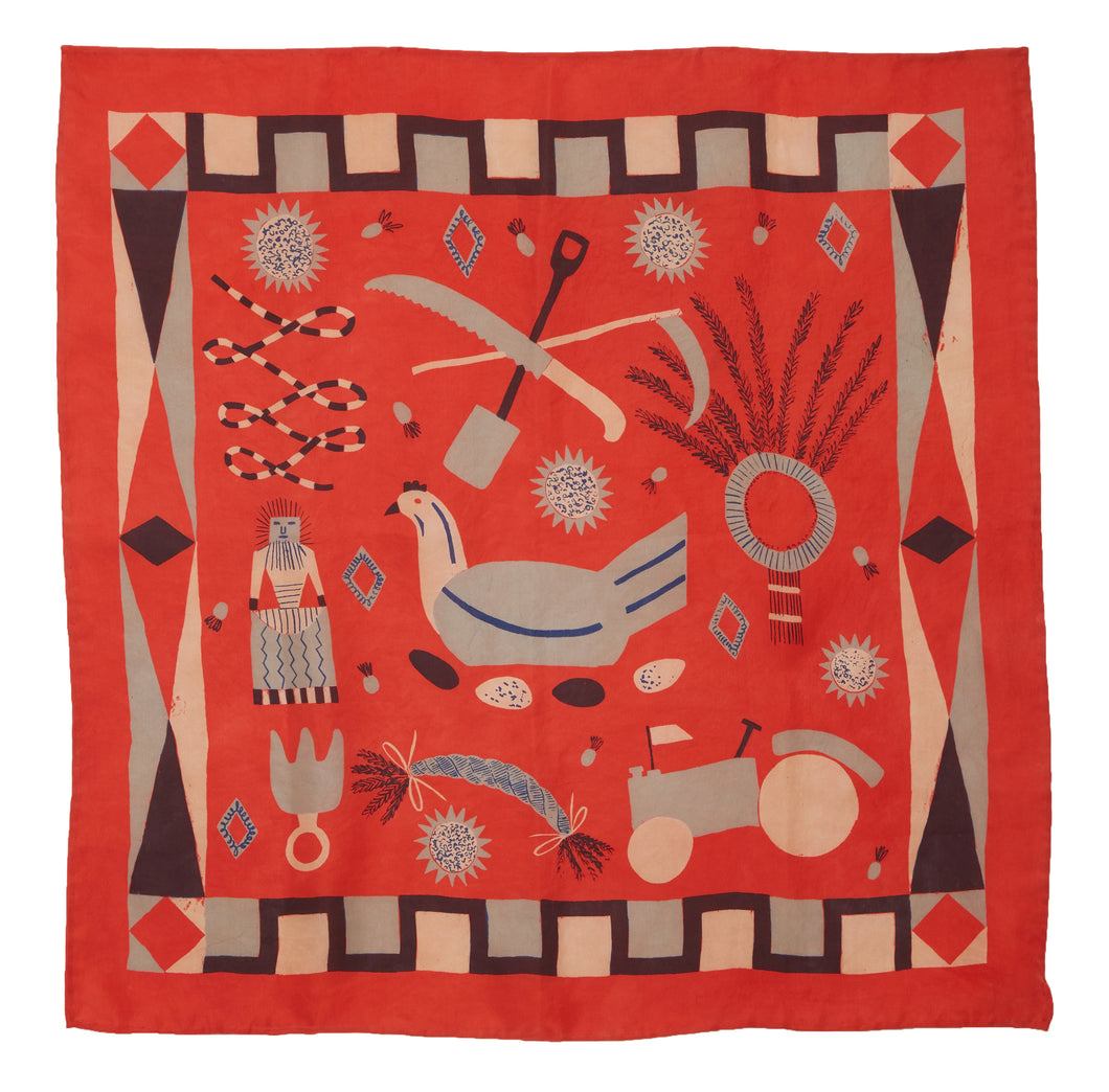 Red Rural Life Scarf