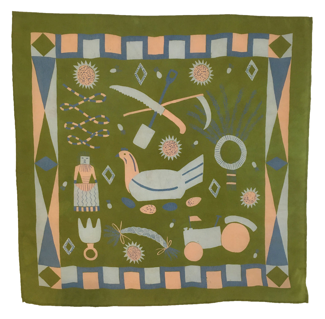 Green Rural Life Scarf