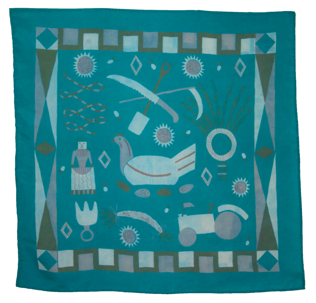 SECONDS Teal Rural Life Scarf